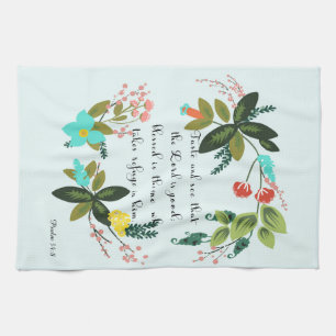 Encouraging Bible Verses Art - Psalm 34:8 Towel
