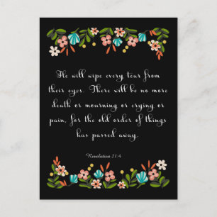 Encouraging Bible Verses Art - Revelation 21:4 Postcard