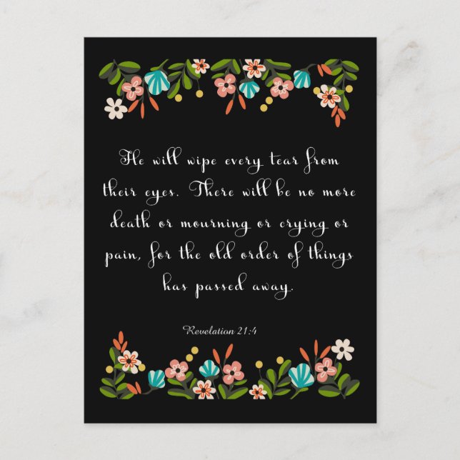 Encouraging Bible Verses Art - Revelation 21:4 Postcard (Front)