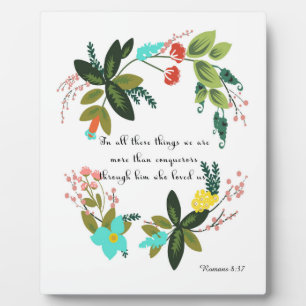 Encouraging Bible Verses Art - Romans 8:37 Plaque