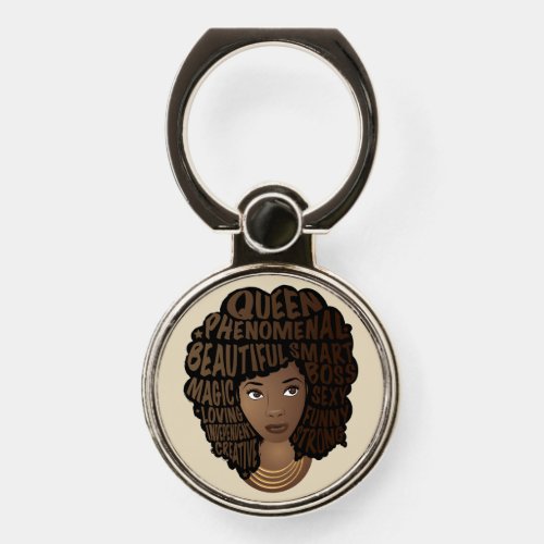 Encouraging Black Women Beige Phone Ring Stand