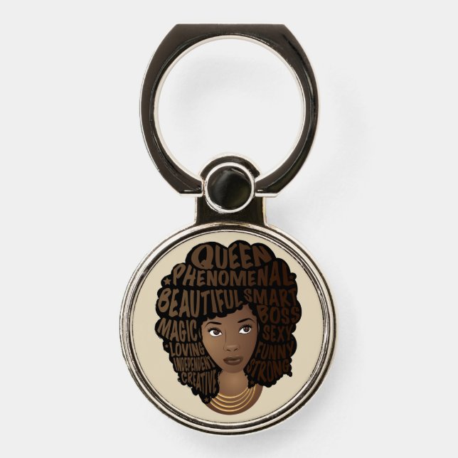 Encouraging Black Women, Beige Phone Ring Stand (Front)