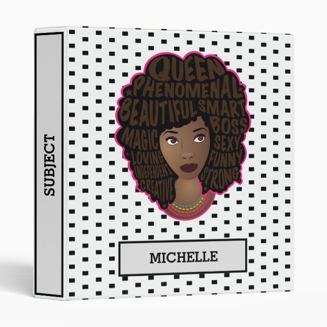 Encouraging Black Women, Black & White Polka Dots 3 Ring Binder (Front/Spine)