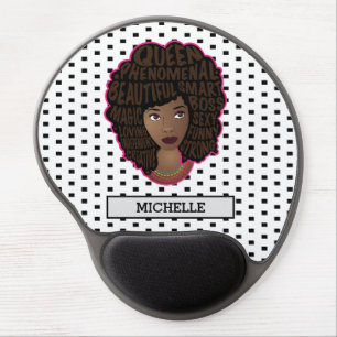 Encouraging Black Women   Black & White Polka Dots Gel Mouse Pad