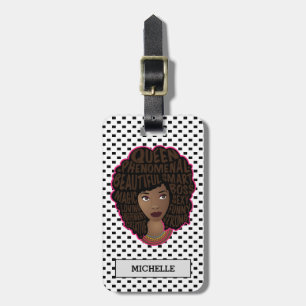 Encouraging Black Women, Black & White Polka Dots Luggage Tag