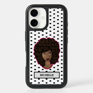 Encouraging Black Women, Black & White Polka Dots iPhone 16 Case