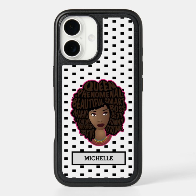 Encouraging Black Women, Black & White Polka Dots Otterbox iPhone Case (Back)