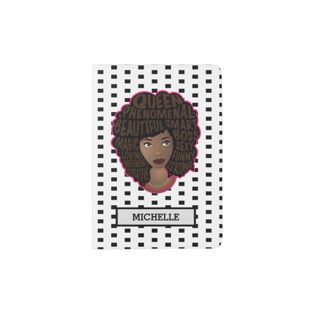 Encouraging Black Women, Black & White Polka Dots Passport Holder (Front)