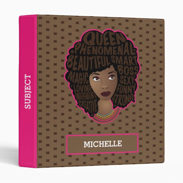 Encouraging Black Women, Brown Polka Dot 3 Ring Binder (Front/Spine)