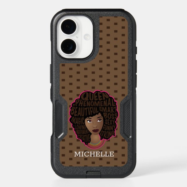Encouraging Black Women, Brown Polka Dot Otterbox iPhone Case (Back)