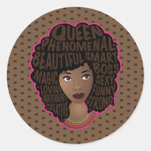 Encouraging Black Women Brown Polka Dots Classic Round Sticker