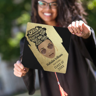 Encouraging Black Women, Gold Stroke, Graduation Cap Topper