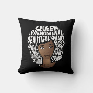 Encouraging Black Women, Natural Hair Beauty Black Throw Pillow