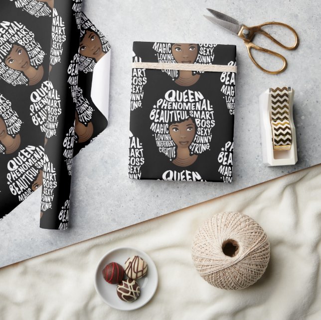Encouraging Black Women, Natural Hair Beauty Black Wrapping Paper (Crafts)