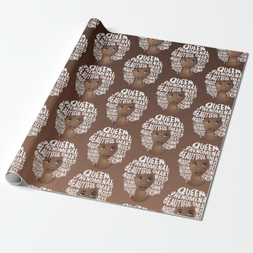 Encouraging Black Women Natural Hair Beauty Brown Wrapping Paper