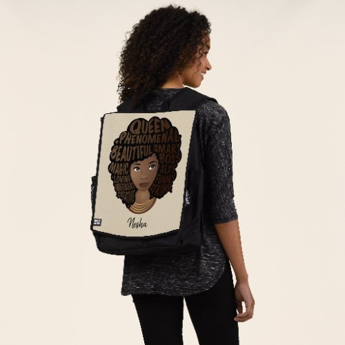Encouraging Black Women Natural Hair Beige  Backpack