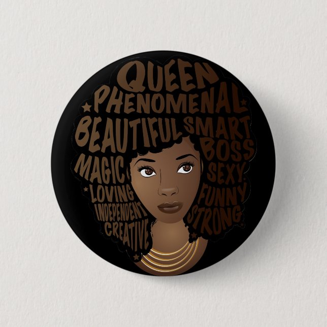 Encouraging Black Women, Natural Hair, Black Button (Front)