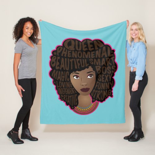 Encouraging Black Women Natural Hair Blue Fleece Blanket