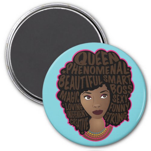 Encouraging Black Women Natural Hair Blue Magnet