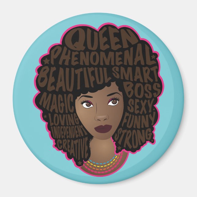Encouraging Black Women, Natural Hair, Blue Magnet (Front)