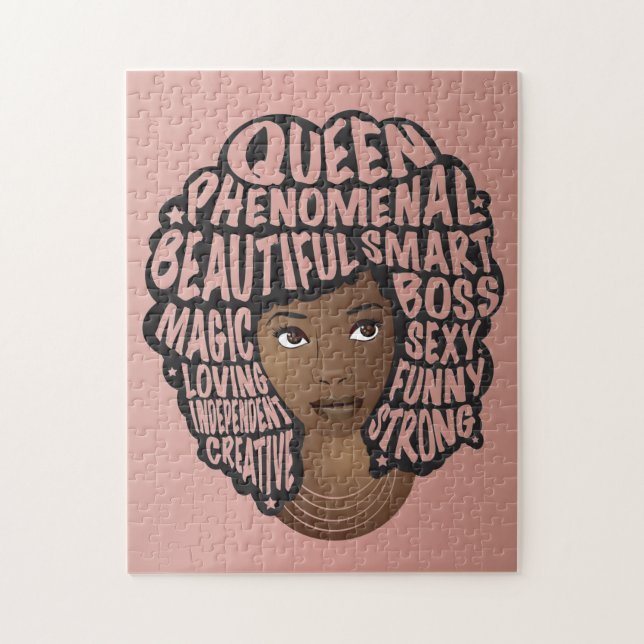 Encouraging Black Women, Natural Hair, Blush Pink Jigsaw Puzzle (Vertical)