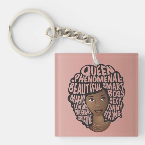 Encouraging Black Women Natural Hair Blush Pink Keychain