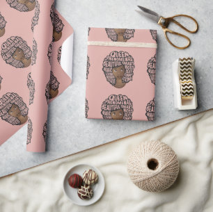 Encouraging Black Women, Natural Hair, Blush Pink Wrapping Paper