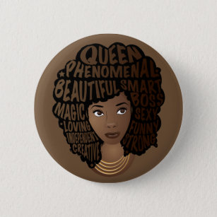 Encouraging Black Women, Natural Hair, Brown Button