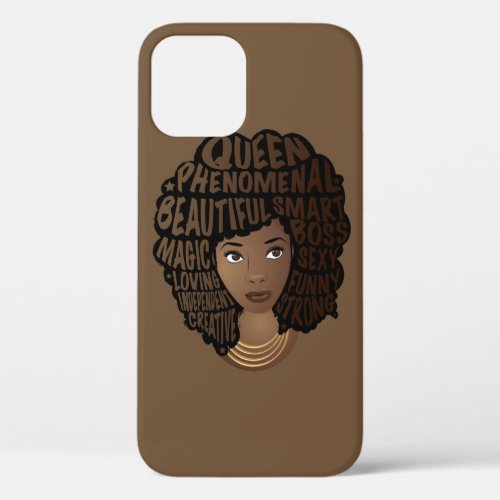 Encouraging Black Women Natural Hair Brown iPhone 12 Case