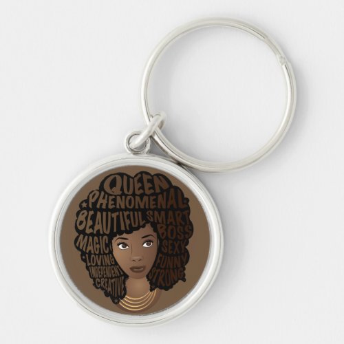 Encouraging Black Women Natural Hair Brown Keychain