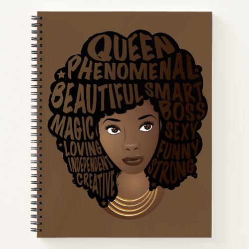 Encouraging Black Women Natural Hair Brown Notebook