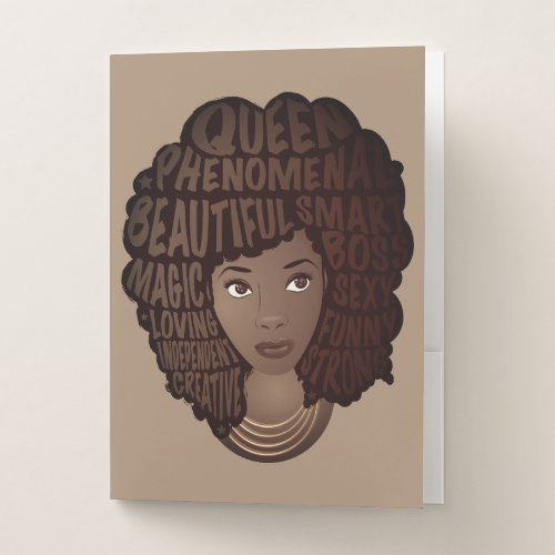 Encouraging Black Women Natural Hair Brown Pocket Folder