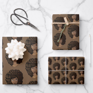 Encouraging Black Women, Natural Hair, Brown Wrapping Paper Sheets
