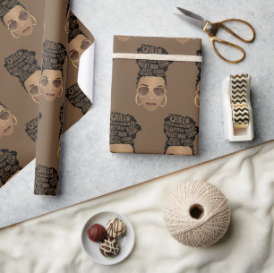 Encouraging Black Women, Natural Hair, Bun, Brown Wrapping Paper