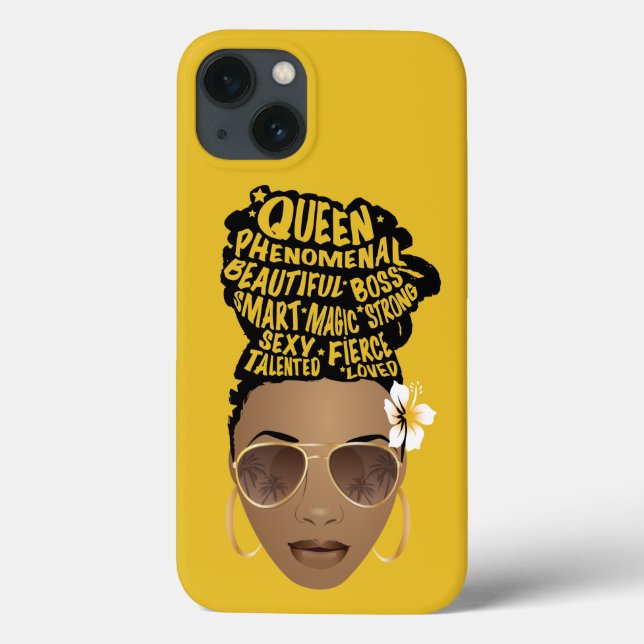 Encouraging Black Women, Natural Hair Bun, Mustard Case-Mate iPhone Case (Back)