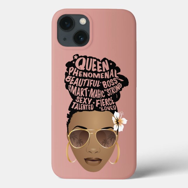 Encouraging Black Women, Natural Hair Bun, Pink Case-Mate iPhone Case (Back)