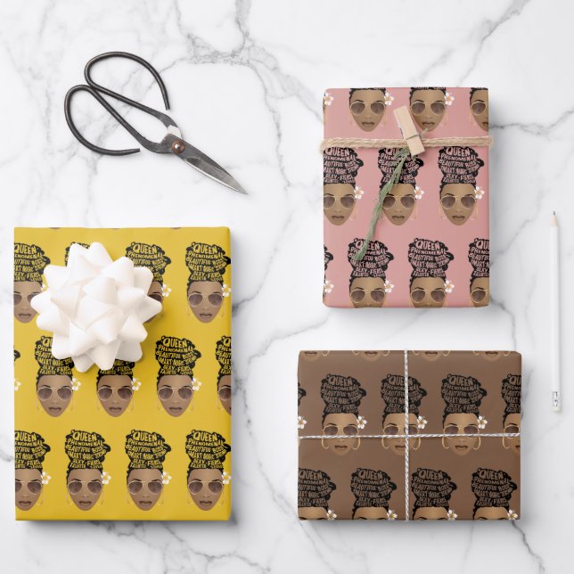 Encouraging Black Women, Natural Hair Bun Wrapping Paper Sheets (Front)