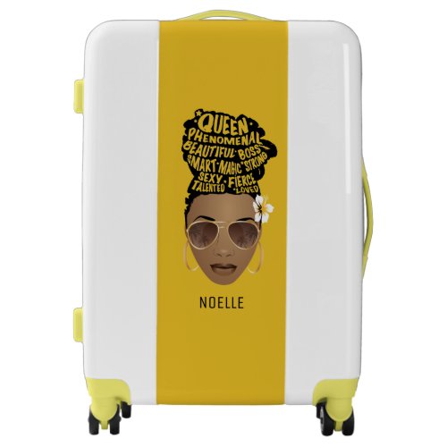 Encouraging Black Women Natural Hair Bun Yellow Luggage
