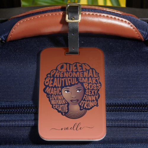 Encouraging Black Women Natural Hair Copper Brown Luggage Tag