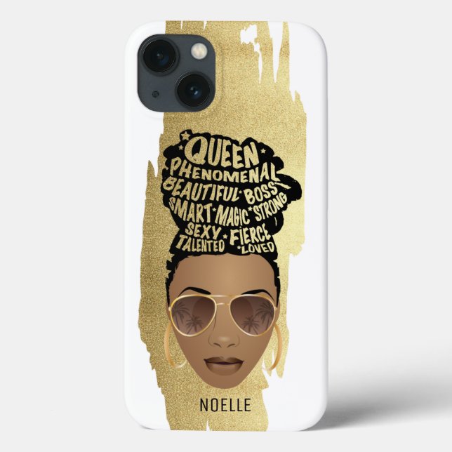 Encouraging Black Women, Natural Hair, Gold Stroke Case-Mate iPhone Case (Back)