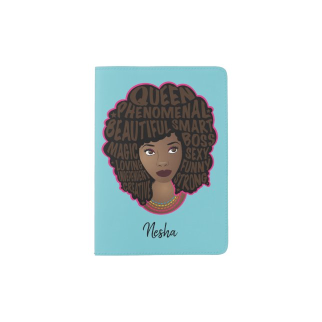 Encouraging Black Women, Natural Hair, Turquoise Passport Holder (Front)