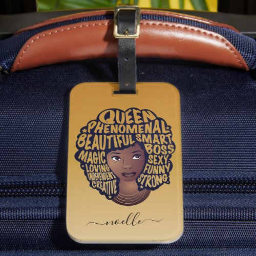 Encouraging Black Women Natural Hair Yellow Gold Luggage Tag