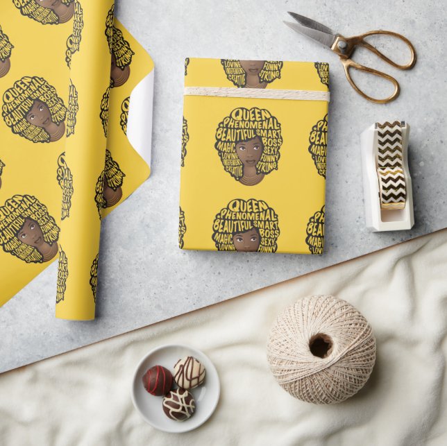 Encouraging Black Women, Natural Hair, Yellow Wrapping Paper (Crafts)