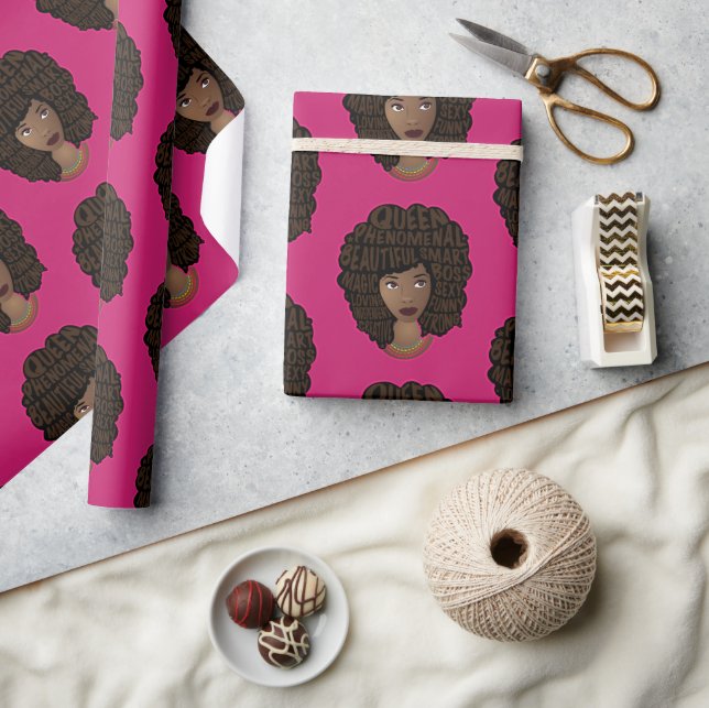 Encouraging Black Women, Pink Magenta Wrapping Paper (Crafts)