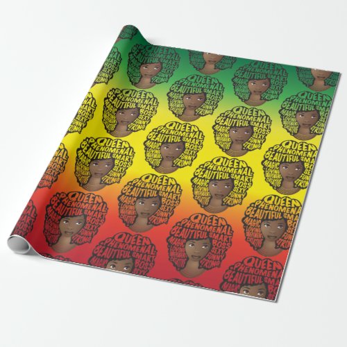 Encouraging Black Women Red Gold Green Wrapping Paper