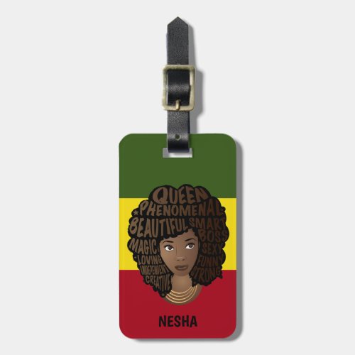 Encouraging Black Women Red Yellow Green Stripes Luggage Tag