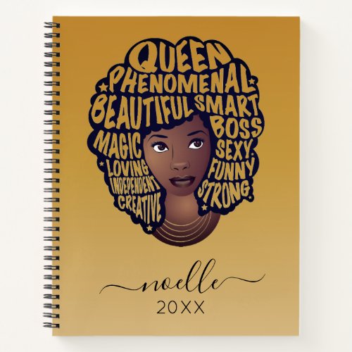 Encouraging Black Women Yellow Gold Notebook