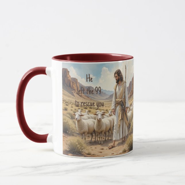 Encouraging Christian Verse Shepherd & Sheep  Mug (Left)