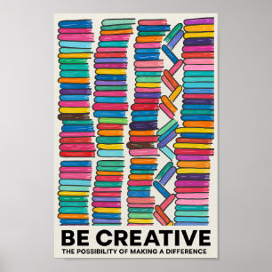 Encouraging Colorful Stacks of Books Poster 