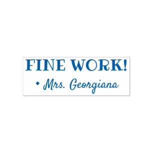 Encouraging "FINE WORK!" + Custom Tutor Name Self-inking Stamp